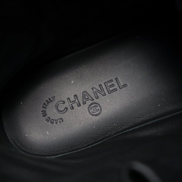 Chanel Toile Suede Calfskin Hi-Top Double Zip Sneakers Made In Italy, Size 11 - Picture 5 of 15